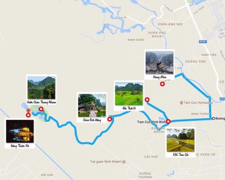 Tuyến đường cụm Tam Cốc Bích Động - Vườn chim Thung Nham – Hang Múa
